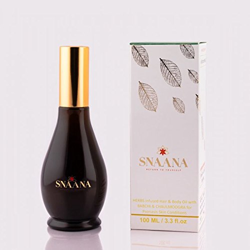 Snaana Herbs Infused Hair & Body Oil & Chaulmoogra,Eczema Oil,Intense Dryness,Psoriasis,Daily use oil,Product formulation process and ingredients are 100% in connect with ayurveda principles,(100 Ml)