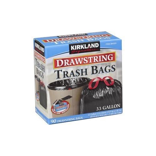 Kirkland Signature Drawstring Trash Bags - 33 Gallon - Xl Size - 90 Count (90 count) image