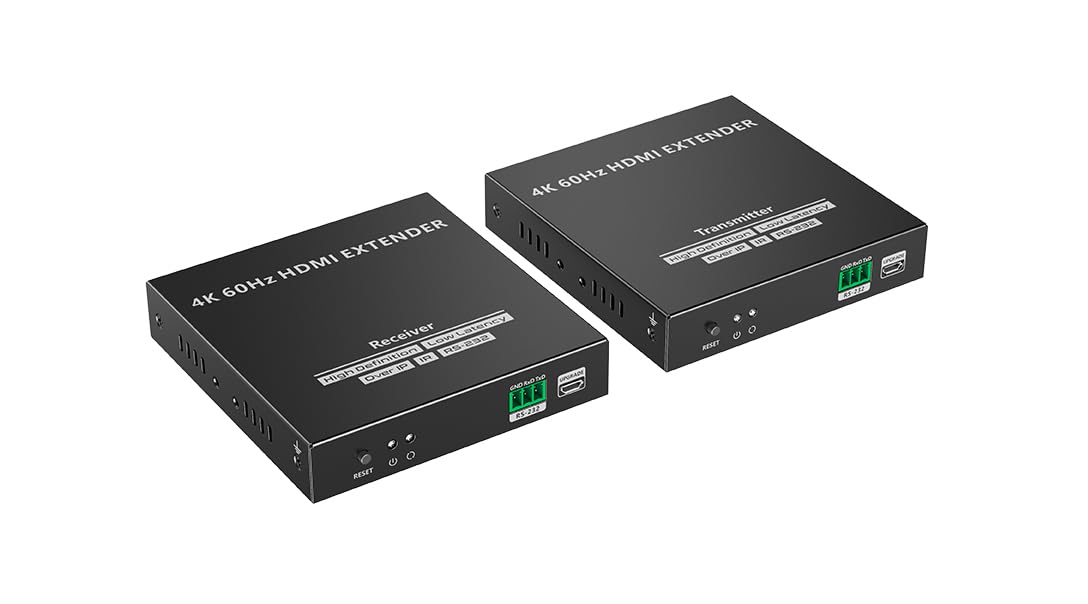 FOURKAY 4K60Hz HDMI over IP Extender with 120m Range. HDMI Loop Out. IR Pass Through. Supports One TX to Many RX.
