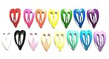 24 Pcs - Mix 15 Colors Heart Hair Snap Clip for Girl - Size 45 Mm X 25 Mm (Mix Bright and Pastel Tone)