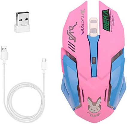 Greshare Gaming Mouse,7 Colors Backlit Optical Game wireless Mice Ergonomic with 2400 DPI and 6 Buttons 4 Shooting with Nano Receiver for Computer/Win/Mac/Linux/Andriod/iOS,Pink
