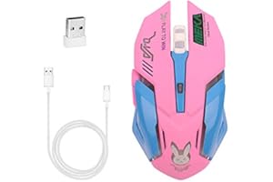 Greshare Gaming Mouse,7 Colors Backlit Optical Game Wireless Mice Ergonomic with 2400 DPI and 6 Buttons 4 Shooting with Nano Receiver for Computer/Win/Mac/Linux/Andriod/iOS,Pink.