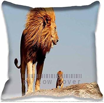 Home Decorative Throw Pillow Covers Cotton Polyester Square Pillow Cases Lion King And Baby Couch Cushion Covers 18x18inch