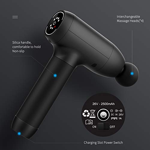SIWENLYFIT Muscle Massage Gun, Handheld Deep Tissue Massager Electric Quiet Portable Massage Gun for Pain Relief, Speed Adjustable Professional Body Percussion Muscle-Relax Puncher Fascia Gun