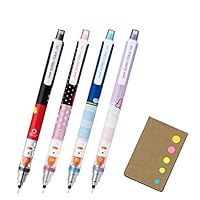 Uni Kuru Toga Auto Lead Rotation Mechanical Pencil 0.5 mm, Disney(Mickey/Minnie/Donald/Daisy), 4-pack, Sticky Notes Value Set