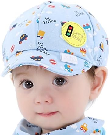 Ularma Adorable Baby Infant Boy Girl Stripe Beret Cap Peaked Baseball Hat (Little Car -Blue)