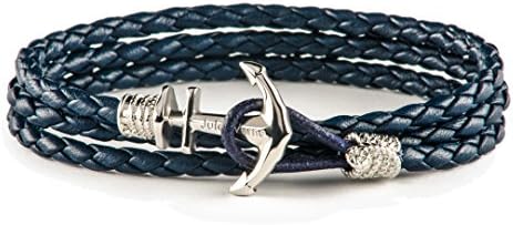 Men Leather Anchor Bracelt. Gold , Silver or Brass platted bracelet with anchor. Nautical style