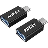 AUKEY USB C Adapter, USB C to USB 3.0 Adapter 2 Pack for Samsung Note 8 S8 S8+, MacBook Pro, Google Pixel 2 XL, LG G5 V20, Nexus 6P 5X, HTC 10 (Black)