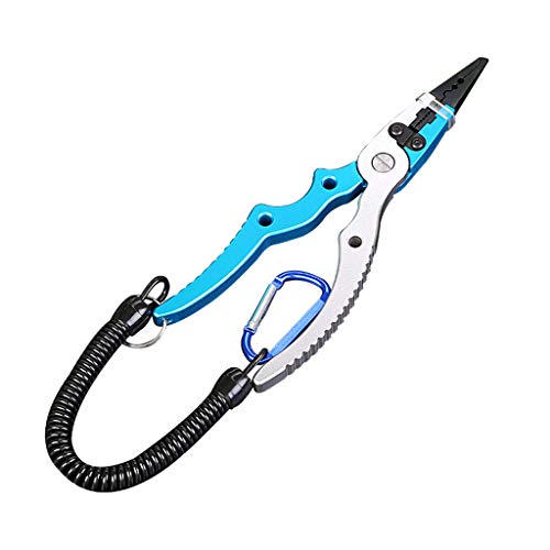 CapsA Fishing Pliers, Fish Lip Gripper Multi-Function Pliers Set,Braid Cutters Split Ring Pliers Hook Remover Fish Holder, Fly Fishing Tool, Fishing Gear, Fishing Gifts for Men (Blue)