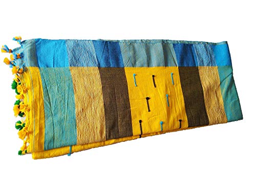 dB DESH BIDESH Women's Tant Cotton Saree with Blouse Piece ( Yellow, Blue, Black) 5 dB DESH BIDESH Women's Tant Cotton Saree with Blouse Piece ( Yellow, Blue, Black) - Image 5