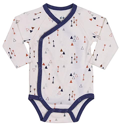 Baby Boy 3-Pack Long-Sleeve Kimono Bodysuit Set, Infant Boy Bundle Includes Blue Fox Onesie, Arrow Bodysuit and Navy-Striped Outfit. - Thumbnail 3