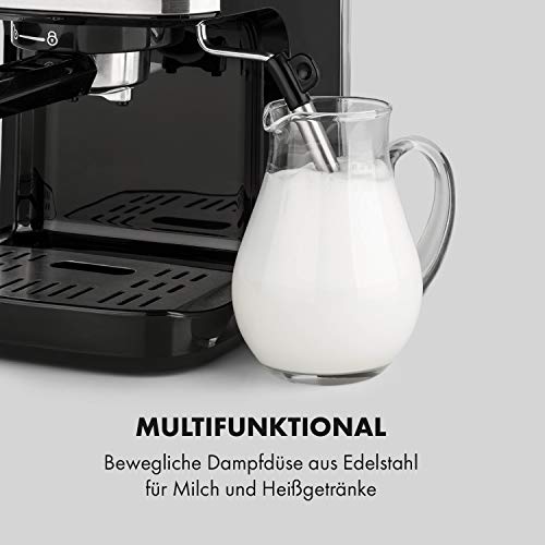 Klarstein 0,9 L Siebträgermaschine für 2 Tasse Kaffee, Mini Espressomaschine mit Milchschäumer, 20 Bar Siebträger… – Bild 8