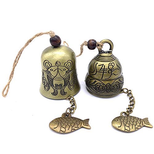 HiMo Vintage Dragon Fengshui Bell Toy Good Luck Bless for Home Garden Hanging Windchime Blessing Decoration Gift (Gourd & Fish) - Thumbnail 2