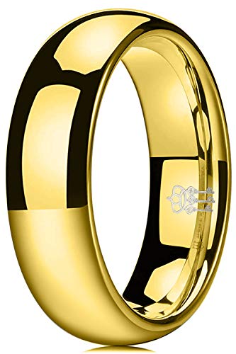 THREE KEYS JEWELRY 2mm 4mm 6mm 8mm Gold Tungsten Wedding Ring for Women Mens Plated Polished Band, Non-Precious Metal, not known — image 1