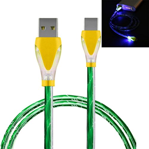 FUA LED Light Micro USB Charger Cable Charging Cord For Samsung galaxy s7 Edge Android (Green)