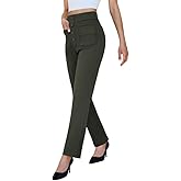 keriffe High Waist Stretchy Womens Dress Pants with Pockets Straight Leg Business Casual Work Trousers Office Slacks