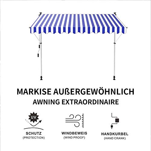 Melko Klemmmarkise 250 cm breit Creme Balkomarkise ohne Bohren Sonnenschutz Terrassenüberdachung – Bild 5