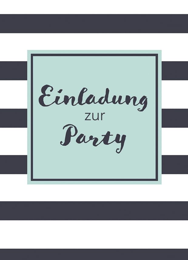 Perleberg Pack of 5 General Party Invitation Cards with Stripes – Invitation for Celebration Birthday Wedding Christmas – Invitation Cards in 10.5 x 14.5 cm with Envelope – Children and Adults