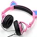 [Upgraded Version]Cat Ear Kids Headphones USB Rechargeable&LED Light Up Foldable Over Ear Headphones Headsets for Girls,Boys,Compatible for iPad,Kids Tablet (01Old Pink)