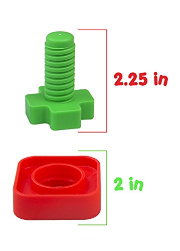 Jumbo Nuts & Bolts 32 pcs Sets - Stem Toys for Boys & Girls - Educational Toy for Baby & Toddler & 1 2 3 Year Olds Kids - Learning Colors & Shapes - Improving Matching & Motor Skills - Thumbnail 5