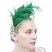 FELIZHOUSE 1920s Fascinator with Feathers Headband for Women Wedding Tea Party Headwear (Green)