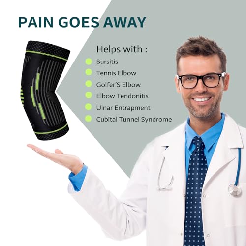 Elbow Compression Sleeve (1 pair),Elbow Brace for Tendonitis and Tennis Elbow,Elbow Support Golfers, Arthritis, Bursitis. Elbow Pain Relief,Weightlifting, Fit for Men & Women