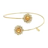 SENFAI Both Ends Heronsbill Sunflower Bracelet Open Cuff Bangle Flower Jewelry