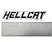 2 x (Pair / Set) BLACK on SILVER Highly Polished Aluminum HELLCAT Hell Cat EMBLEMS Badge Nameplate Logo Decal Rare for Dodge Challenger Charger 707 hp Horsepower 6.2L Supercharged HEMI V8 SRT SRT8 2dr