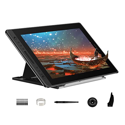 Huion KAMVAS Pro 16 Grafiktablett mit voll laminiertem Bildschirm, neigbar, batteriefrei, Touch-Bar, verstellbarer Ständer, 39,6 cm (15,6 Zoll) Stift-