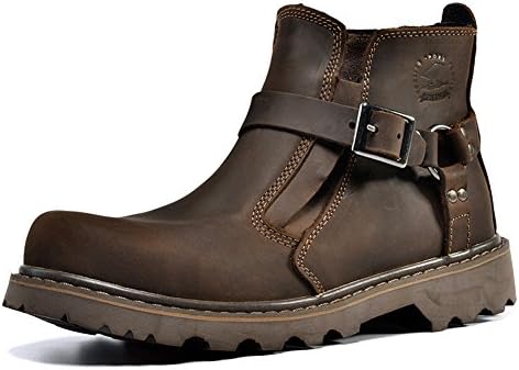 Matari Men's Leather Shoes Retro HASP Engineer Boots Working Martin Boots