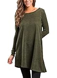 FARYSAYS Women's Long Sleeve Casual Round Neck Loose Tunic Top Blouse T-Shirt with Buttons Green XX-Large