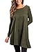FARYSAYS Women's Long Sleeve Casual Round Neck Loose Tunic Top Blouse T-Shirt with Buttons Green XX-Large