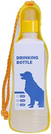 Sroute Pet Dog/Cat Drinking Bottle Portable Water Dispenser Plastic Travel Water Drinking Feeder,750ML (Yellow)