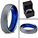 Charming Jewelers  Blue Round Domed Brushed Tungsten Wedding Band Ring, 4mm