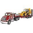 Bruder 02813 Mack Granite Flatbed Truck with JCB Loader Backhoe