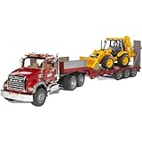 Bruder 02813 Mack Granite Flatbed Truck with JCB Loader Backhoe