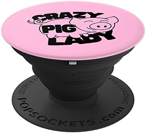 Crazy Pig lady design - PopSockets Grip and Stand for Phones and Tablets