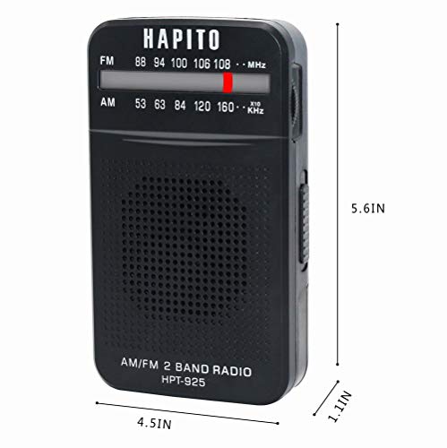 Portable Pocket Transistor Radio Battery Operated AM/FM Radio - Best Reception, Longest Lasting, Built-in Speaker and Mono Headphone Socket for Walking Hiking Camping (Black) - Thumbnail 3