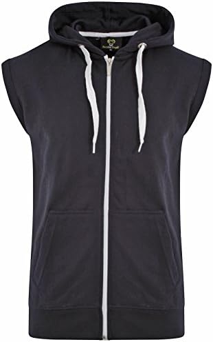 Mens Plain Gilet Waistcoat Fleece Lined Hoodie Sleeveless Sweatshirt Zipped Top