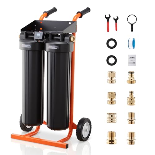 VEVOR Deionised Water System for Car Wash 1250 L, Water Deioniser for Car Wash with Dual 4L Mixed DI Resin Filter Cartridges, Deionized Car Wash with Wheels & TDS Meter for Car