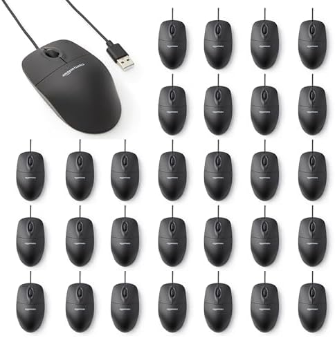 Paquete de 30 Ratón con 3 Botones y Cable USB (Negro)