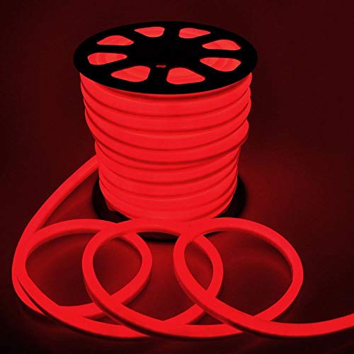 US Stock LED Flexible Soft Neon Rope Strip Light Christmas Bar Store Decor Tube Lighting 110V (150FT, Red)