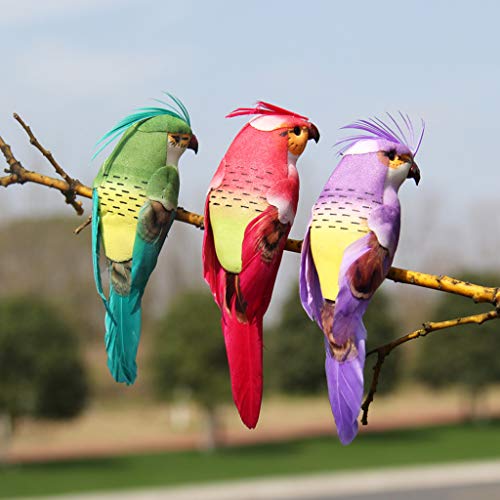 Clearance Sale!UMFun 12PC/Set Parrots Artificial Birds Model Outdoor Home Garden Lawn Tree Decor - Thumbnail 3
