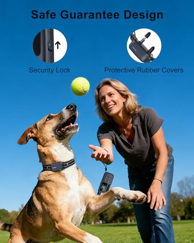 Jugbow Dog Shock Collar - 4500FT Dog Training Collar with Remote, IPX8 Waterproof Electric Dog Collar with 4 Training Modes, Security Lock, Rechargeable eCollar for 10-120lbs Dogs(Dark Blue 1 Pack)