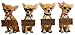 Ebros Set of 4 Adorable Fashion Tea Cup Chihuahua Dogs Statues Each Wearing Humorous Faux Wood Collar Signs Small Chihuahuas Figurines 4.25