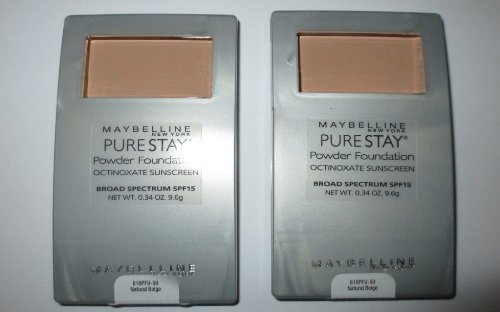 2 Pack Bundle Maybelline Pure Stay Powder Foundation Natural Beige #50