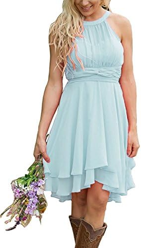 Meledy Women's Knee Length Country Bridesmaid Dress Western Wedding Guest Dress