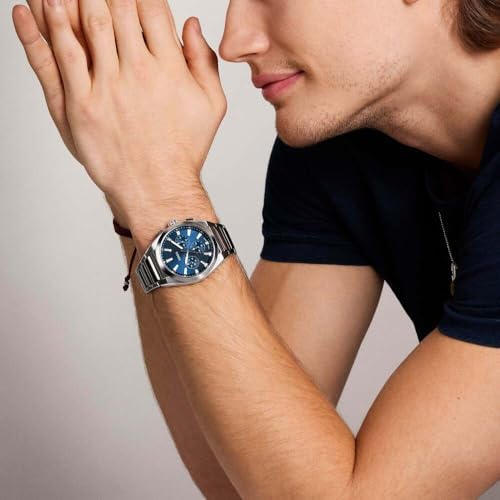 Reloj Everett para Hombre, Movimiento Cronógrafo Cuarzo con Correa de Piel o Acero, Gris y Azul