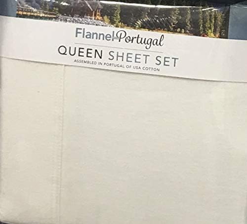 Luxury Portugal Flannel 4-Piece Queen Sheet Set Made of 100% USA Cotton, (Ivory)