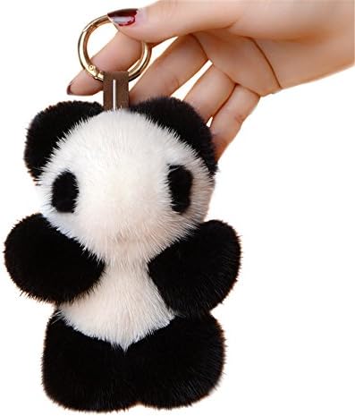 DELORESDKX Mink Fur Keychains, Women Fluffy Panda Bunny Key Chains Bag Charm Keyring for Handbags Car Decoration
